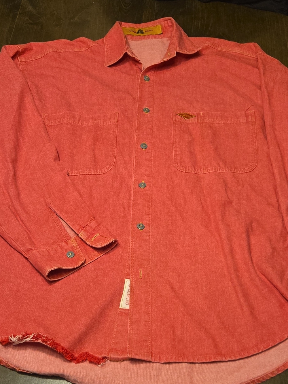 Quiksilver Men's Coral Red Long-Sleeve Button-Down Shirt